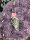 Handcarved moss agate necklace