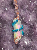 Angel aura quartz point necklace