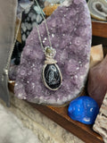 Engraved raven black onxy necklace