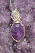 Amethyst with wire flower necklace