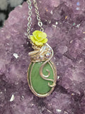 Jade with green rose necklace